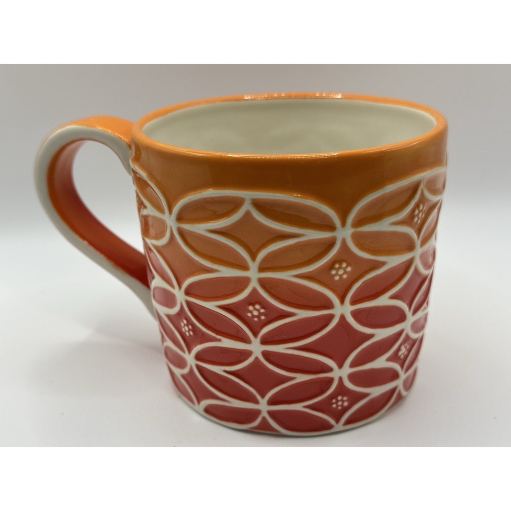 Starbucks 2009 Orange Ombre Hand Painted Collectors Coffee Tea Mug Cup 14 oz